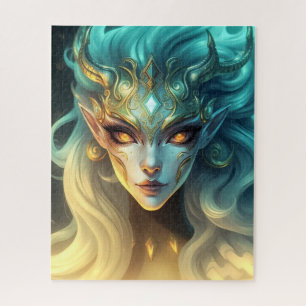 Puzzle Reine mystique des elfes de glace aux yeux lumineu