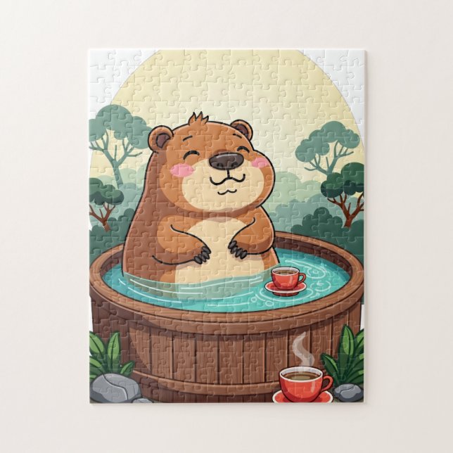 Puzzle Relaxation Baignoire Capybara Zen - Vibe Décontrac (Vertical)