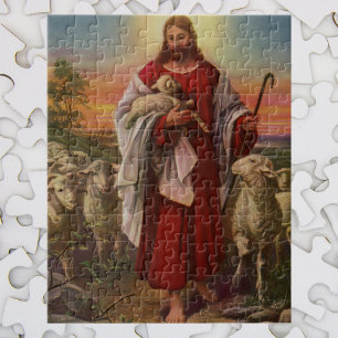 Puzzle Religion vintage, Christ le bon berger troupeau