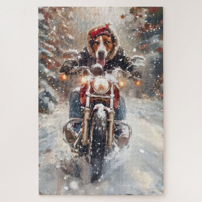 Puzzle Renard américain anglais vélo de Noël (Vertical)