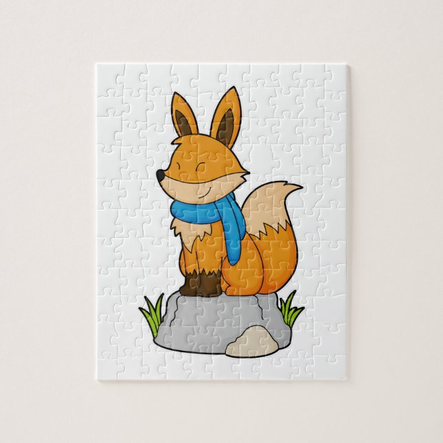 Puzzle Renard avec Écharpe sur Rocher (Vertical)