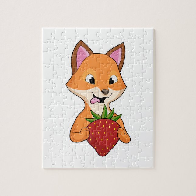 Puzzle Renard avec fraise (Vertical)