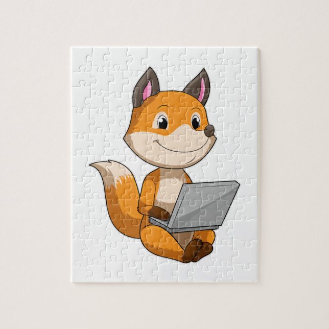 Puzzle Renard avec ordinateur portable (Vertical)