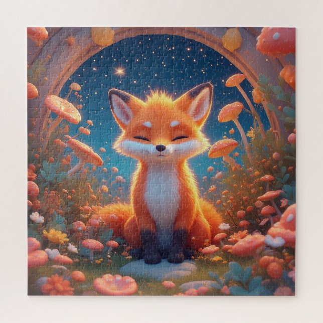 Puzzle Renard Charmant Assis au Milieu d'une Forêt Fantas (Vertical)