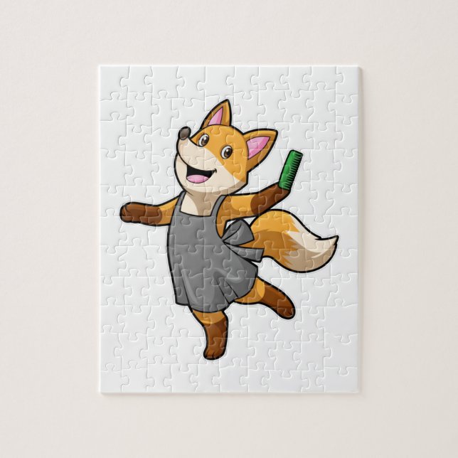 Puzzle Renard comme coiffeur avec ciseaux (Vertical)