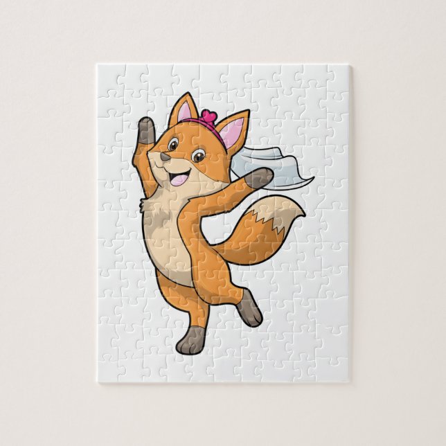 Puzzle Renard comme mariée avec voile et cœur (Vertical)