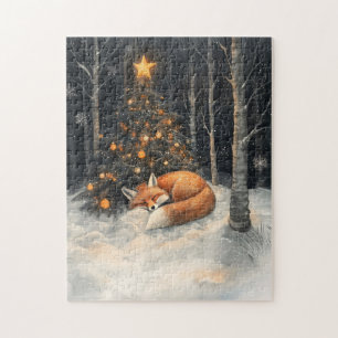 Puzzle Renard couché Whimsical Noël rustique