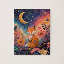 Renard dans le jardin d'étoiles