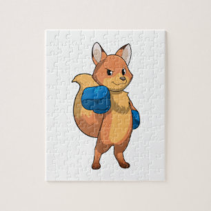 Puzzle Renard en boîte avec gants de boxe