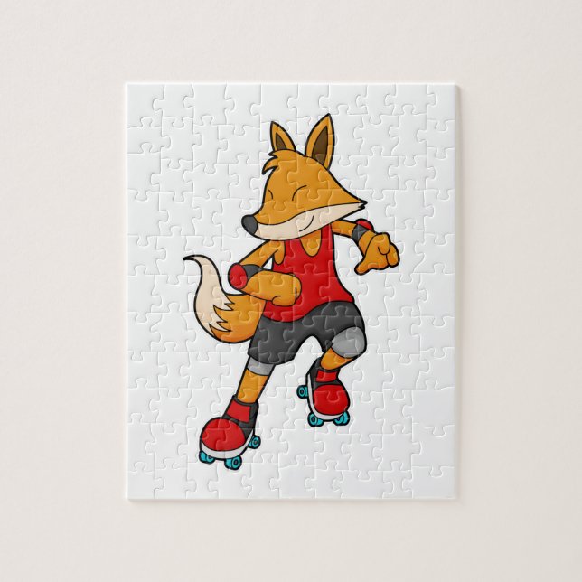 Puzzle Renard en patinage avec roulettes (Vertical)