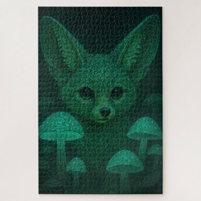 Puzzle Renard Enchanté & Champignons Bioluminescents Fair (Vertical)