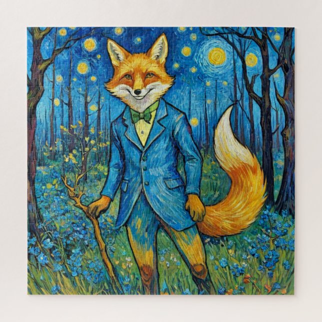 Puzzle Renard lunaire dans une nuit étoilée (Vertical)