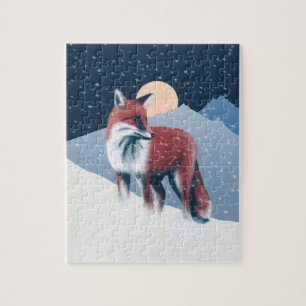 Puzzle Renard Mélange Dans L'Illustration De Neige D'Hive