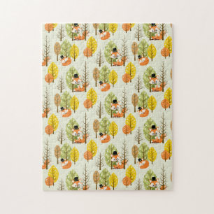 Puzzle Renard Orange Mignon Arbres D'automne Forêt Hipste
