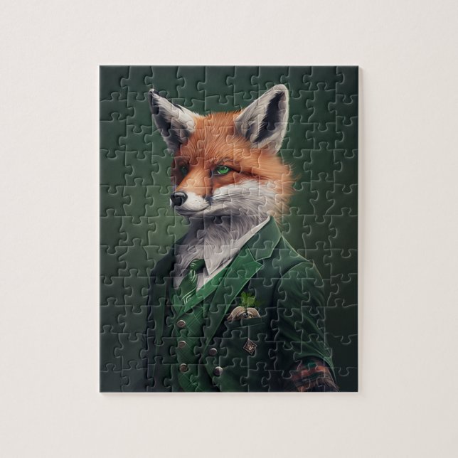 Puzzle Renard rouge dans un costume vert St. Patrick's Da (Vertical)