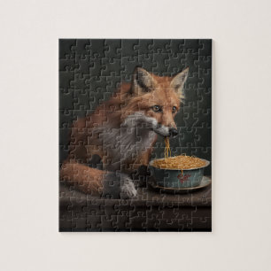 Puzzle Renard rouge mangeant un bol de Spaghetti 8X10