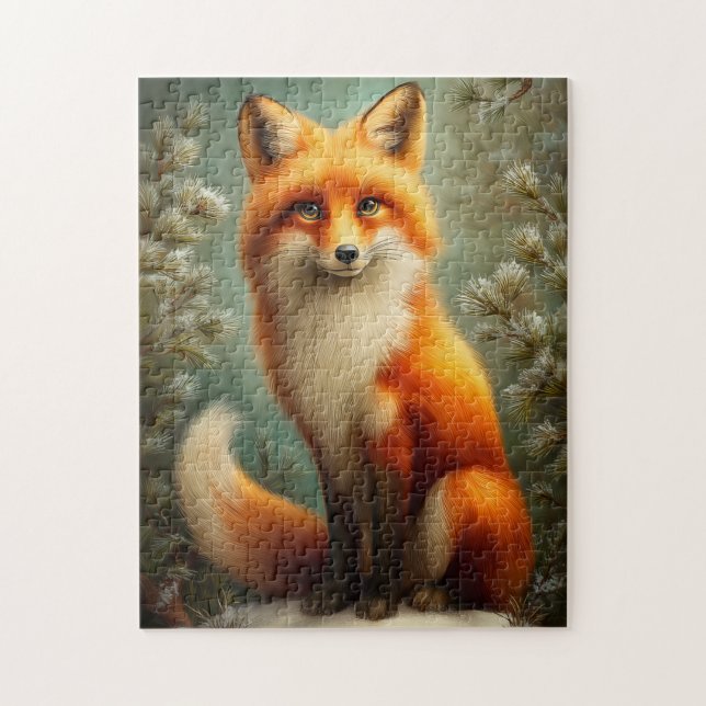 Puzzle Renard roux en forêt hivernale (Vertical)