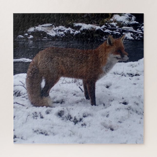 Puzzle Renard roux époustouflant dans la neige, faune hiv (Vertical)