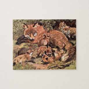 Puzzle Renarde Vixen avec ses petits par Austen, Animal S