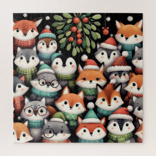 Puzzle Renards colorés mignons d'arbre de Noël