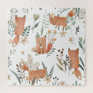 Puzzle Renards dans les prés : Aquarelle transparente