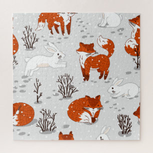 Puzzle Renards d'hiver Bunny Motif sans couture