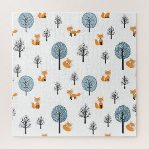 Puzzle Renards forestiers : Arrière - plan blanc Vintage