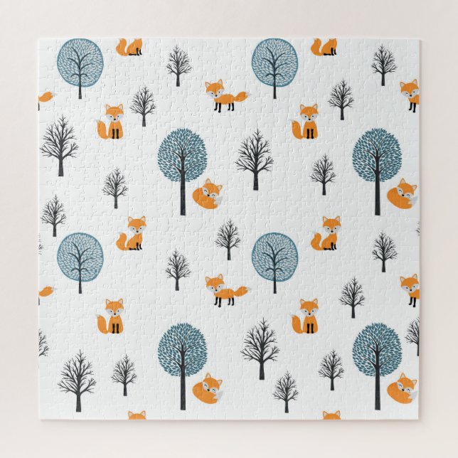 Puzzle Renards forestiers : Arrière - plan blanc Vintage (Vertical)