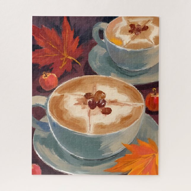 Puzzle Rendez-vous Latte d'automne | Aquarelle de feuille (Vertical)