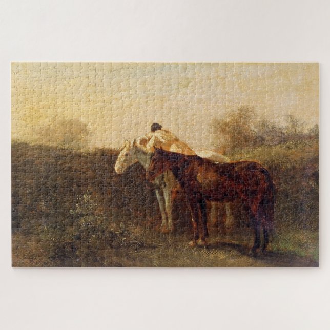 Puzzle Rendez-vous rural (Baiser romantique à cheval) (Horizontal)