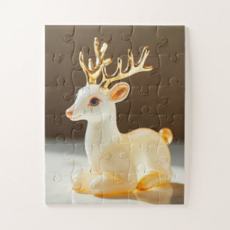 Puzzle Renne blanc élégant aux bois dorés – Chris