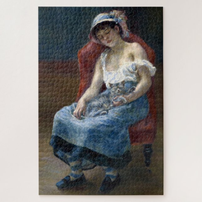 Puzzle Renoir Dormir Fille Avec Chat Art Classique (Vertical)