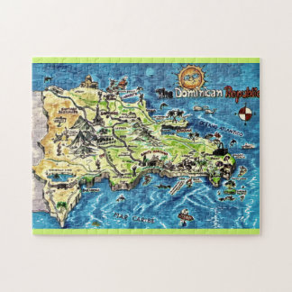 Puzzle République dominicaine Vintage  11x14 Carte