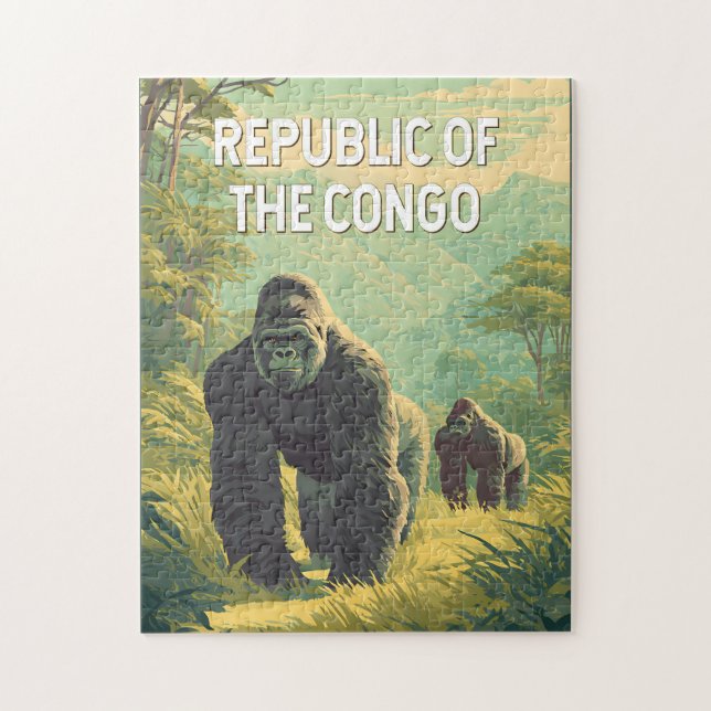 Puzzle République du Congo Illustration Voyage Art (Vertical)