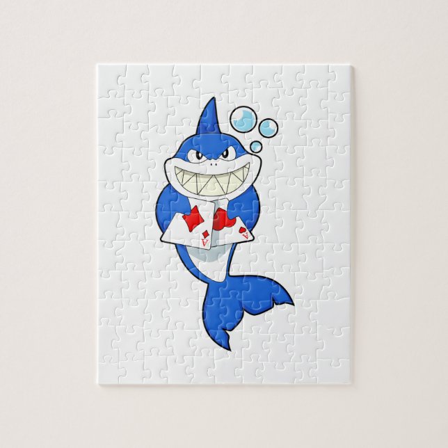 Puzzle Requin au Poker avec cartes de Poker (Vertical)