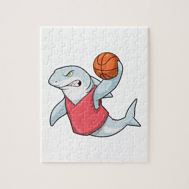 Puzzle Requin aux sports avec basket-ball (Vertical)