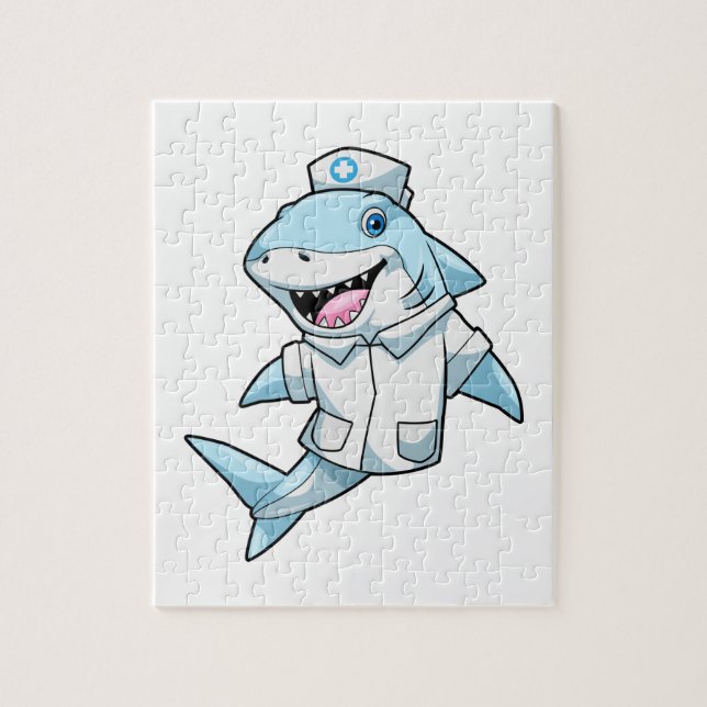 Puzzle Requin en infirmière avec manteau (Vertical)