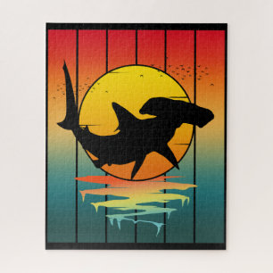 Puzzle Requin Marteau Coucher de Soleil Vintage 