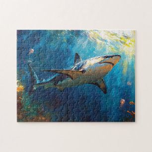 Puzzle Requin sous l'eau avec méduse