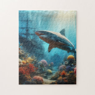Puzzle Requin tigre côtier/nautique et récif corallien