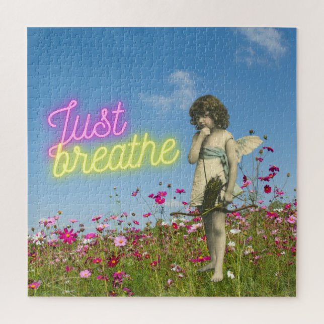 Puzzle Respire juste l'Angel Vintage Altered Art (Vertical)