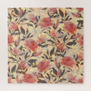 Puzzle Ressort roses sauvages : motif aquarelle.