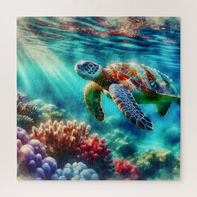 Puzzle Rester en contact | La natation des tortues de mer (Vertical)