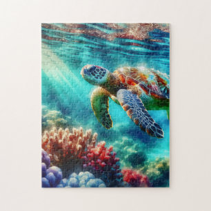 Puzzle Rester en contact La natation des tortues de mer