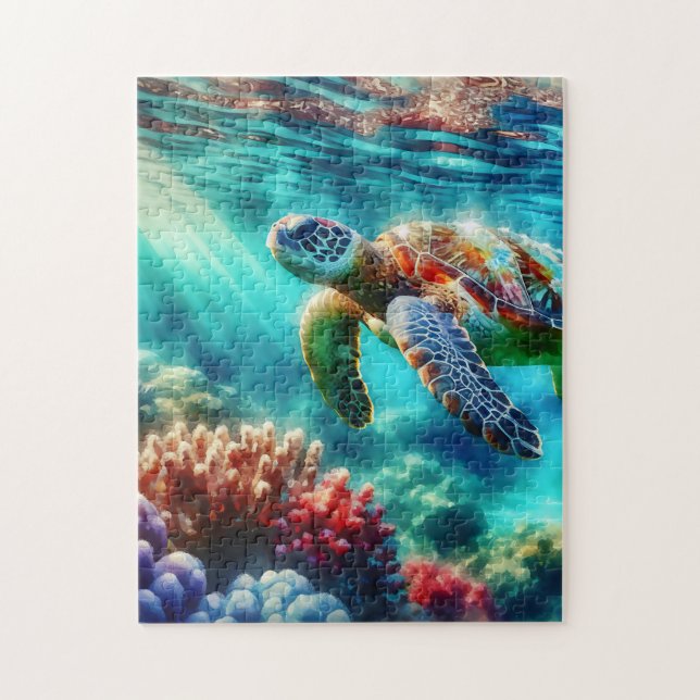 Puzzle Rester en contact | La natation des tortues de mer (Vertical)