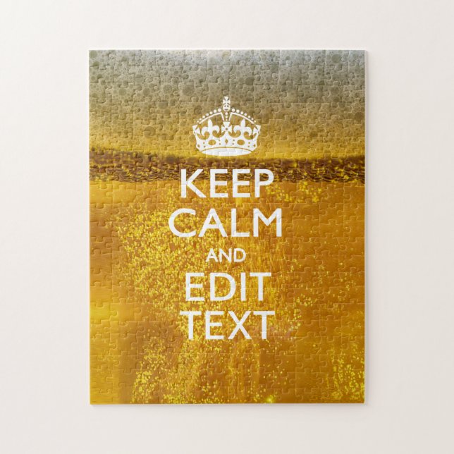 Puzzle Restez calme et votre texte pour une bière froide (Vertical)