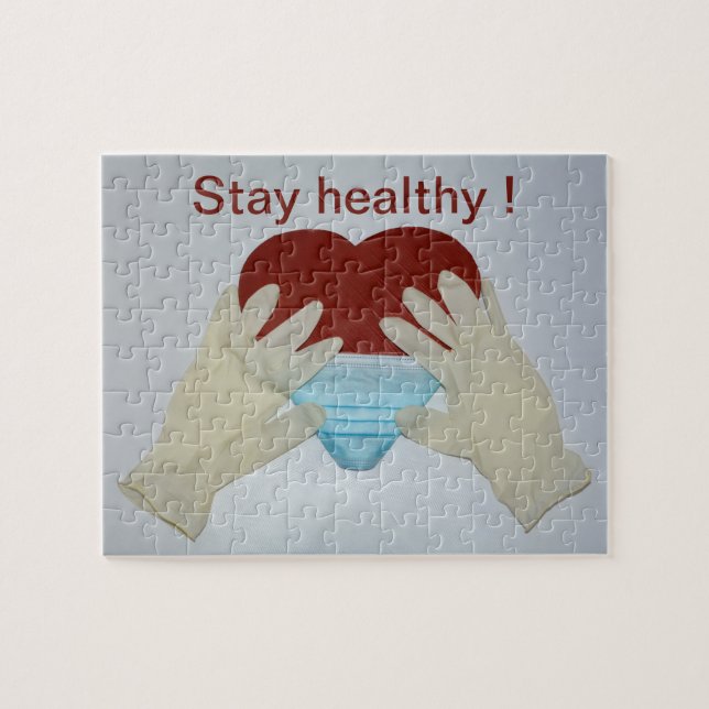 Puzzle Restez en bonne santé avec un masque (Horizontal)