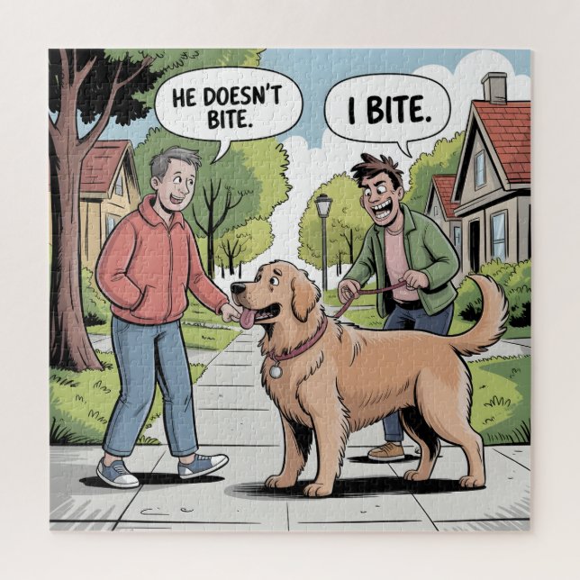 Puzzle Retriever doré je mords drôle cartoon (Vertical)