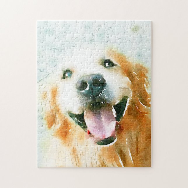 Puzzle Retriever doré souriant en aquarelle (Vertical)