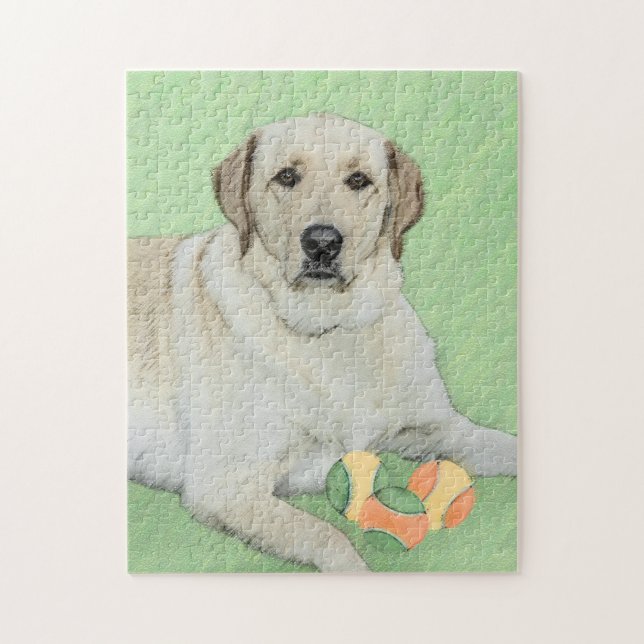 Puzzle Retriever du Labrador jaune et balles de tennis Pe (Vertical)